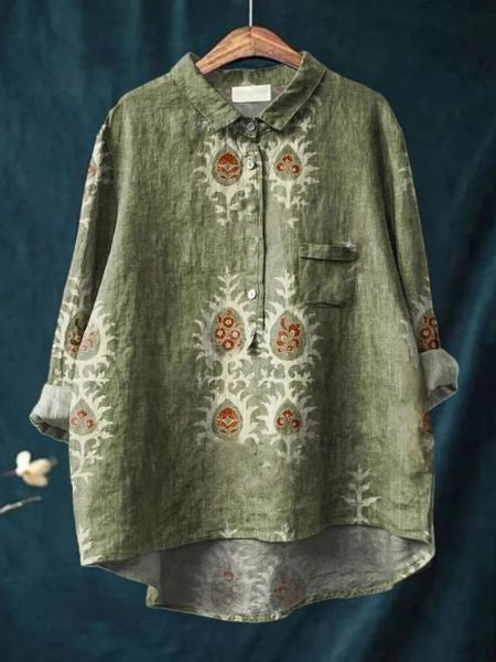 Bella | Women's Floral Button Front Pocket Blouse