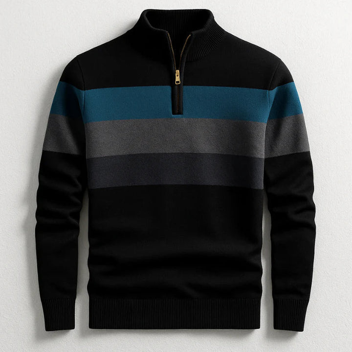 Elston Midweight Cotton Quarter Zip Sweater with Clean Lines for Men - Elena Harper