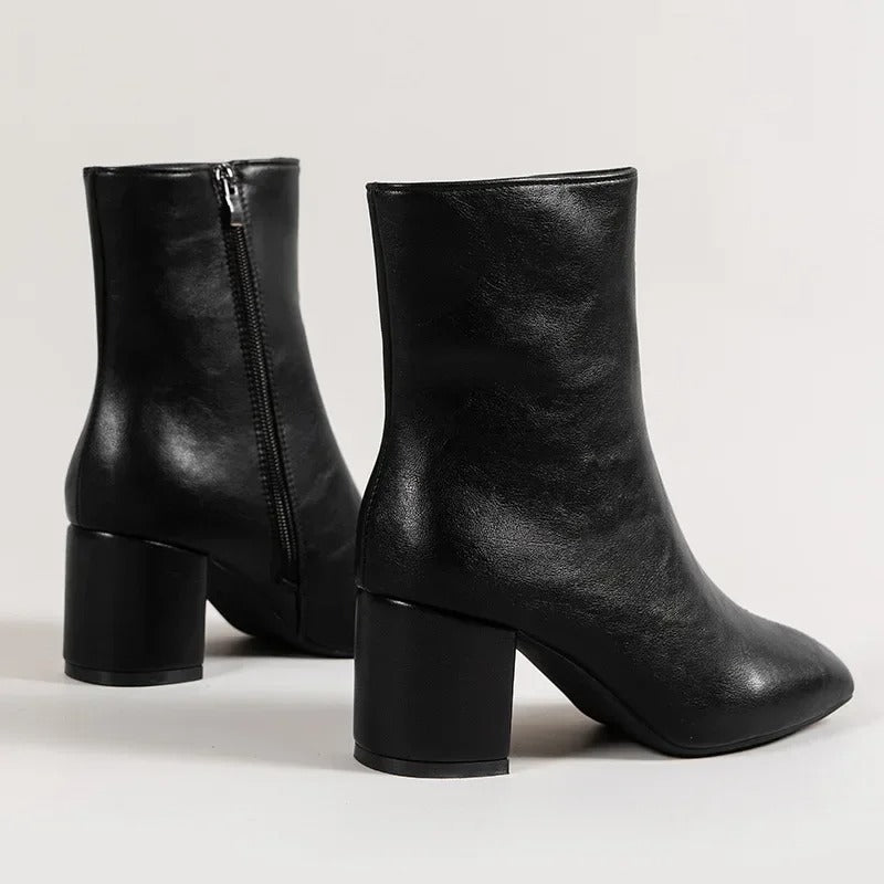 Women's Ankle Boots Minimalist Stable Heel with Zipper