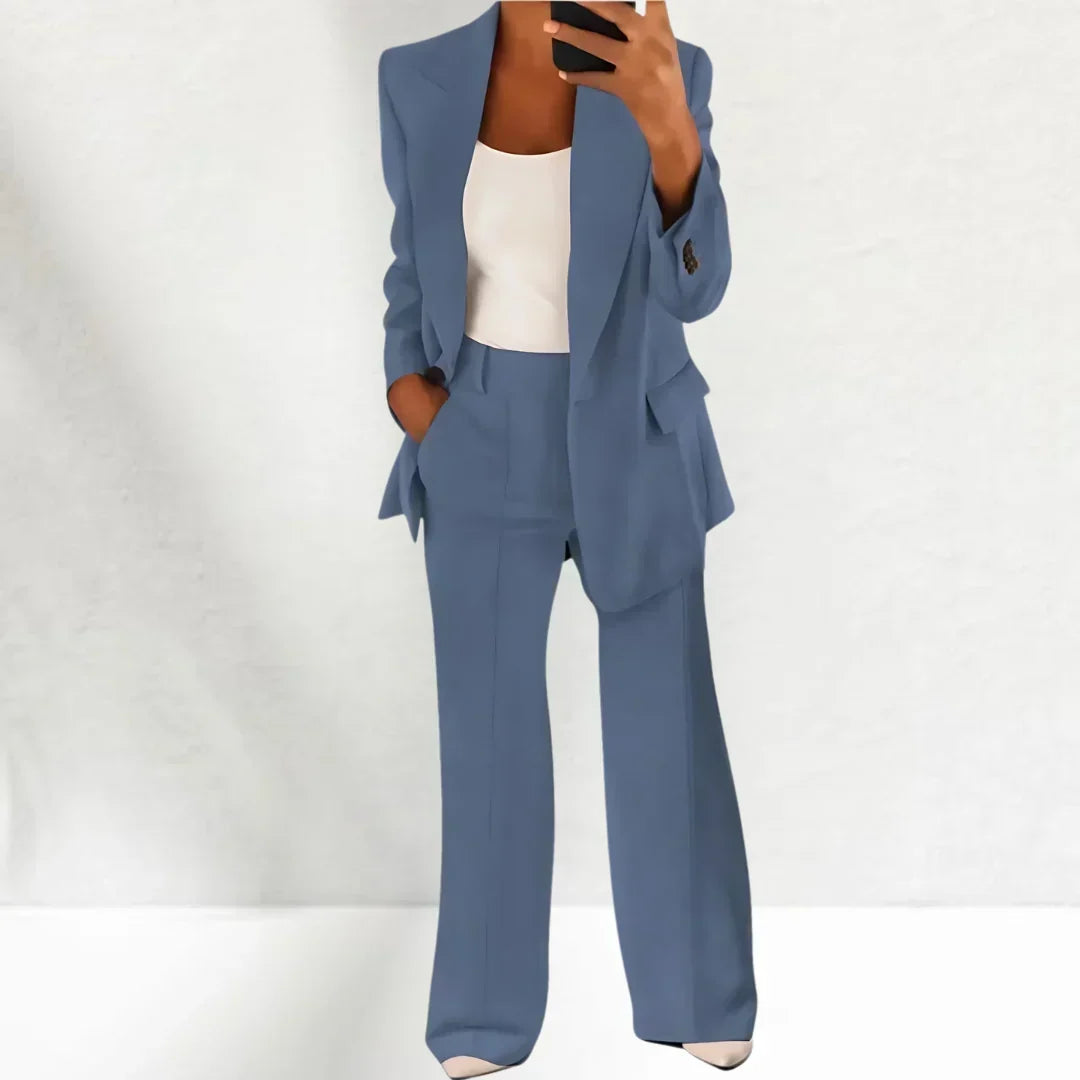 Women's Suit Set with Blazer and Wide Pants