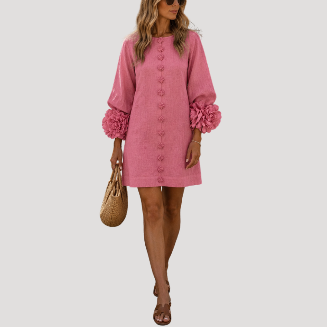 Women's Flared Mini Button Dress