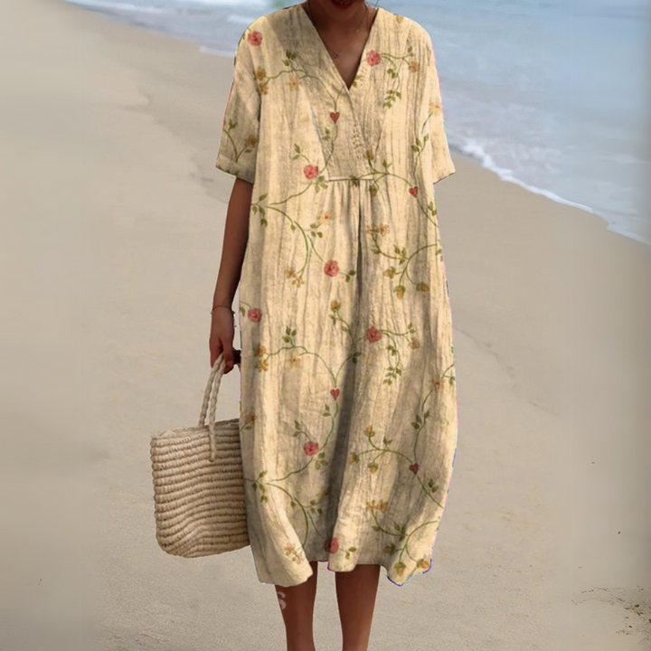 Lora Colorful Floral Summer Dress, view 8 - Elena Harper