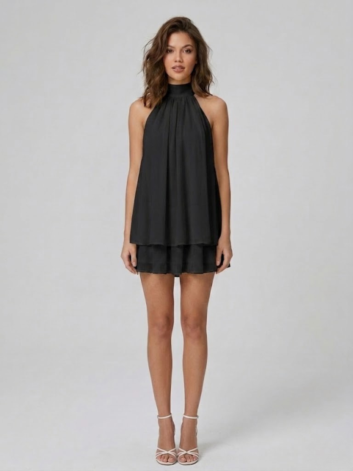 Short Women's Dress Backless Halter Neck – Ruffled Summer Dress