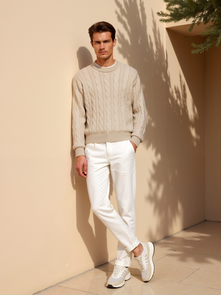 Emma & Rose cashmere cable knit sweater — premium winter jumper
