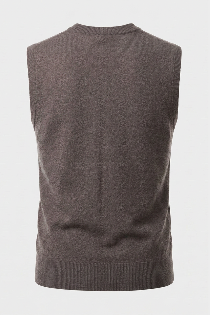 Men's Knitted Vest with V-Neck and Button Placket