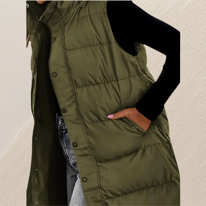Sandrine - Chic Sleeveless Down Jacket with Hood