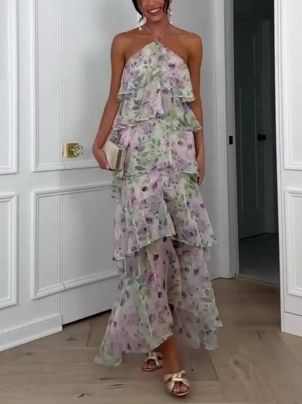 Halter™  |  Ruffle Floral Print Dress