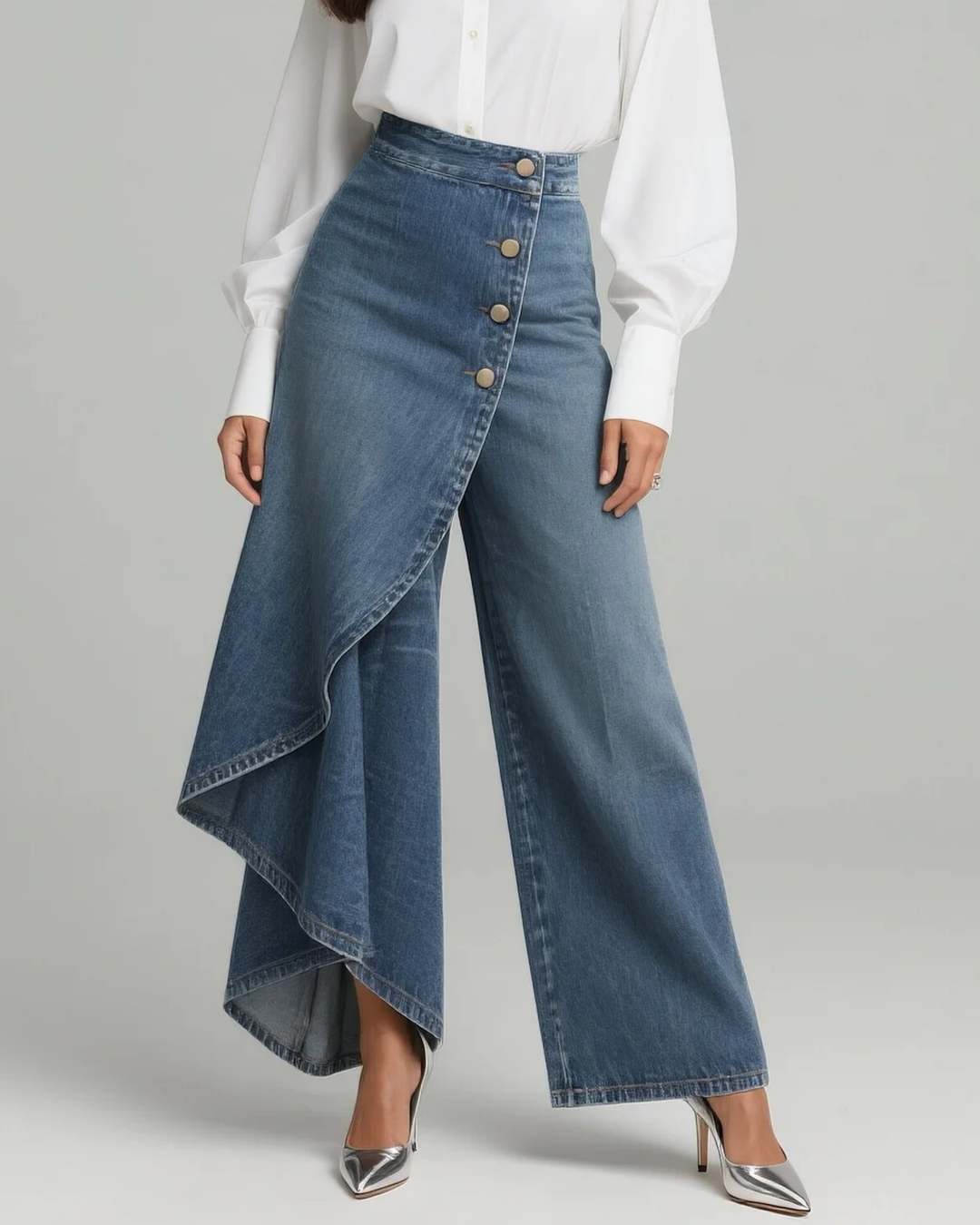 Ashley Denim Wrap Trousers - Elena Harper