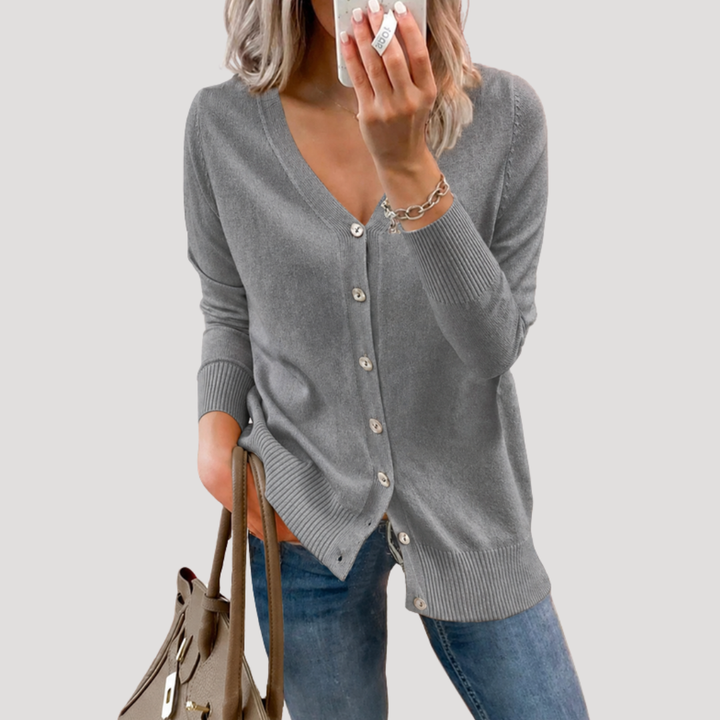 Women's V-Neck Buttoned Cardigan