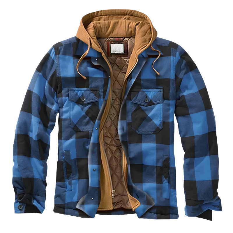 Bram Comfortable Patchwork Jacket with Hood, view 10 - Elena Harper