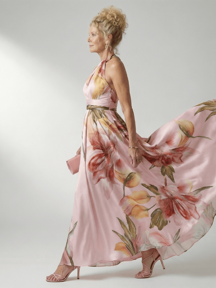 Emma & Rose Cape Town Amiel™ Light Floral Maxi Dress with flowing fabric and delicate floral pattern.