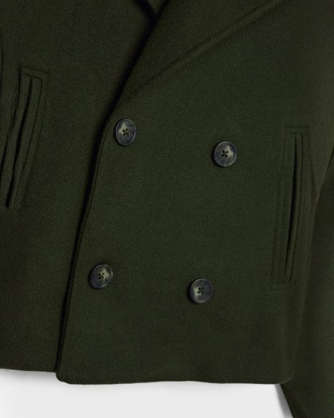 Short Women's Wool Cross Coat - Minimalist and Elegant