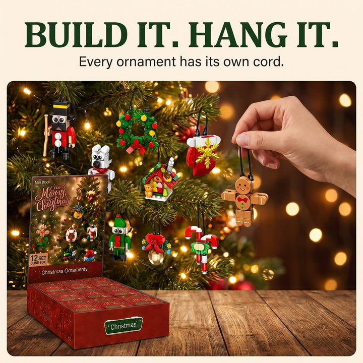 12-Day Christmas Mini Brick Ornament Countdown, Blind Box Set