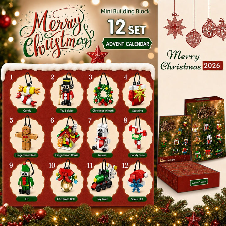 12-Day Christmas Mini Brick Ornament Countdown, Blind Box Set