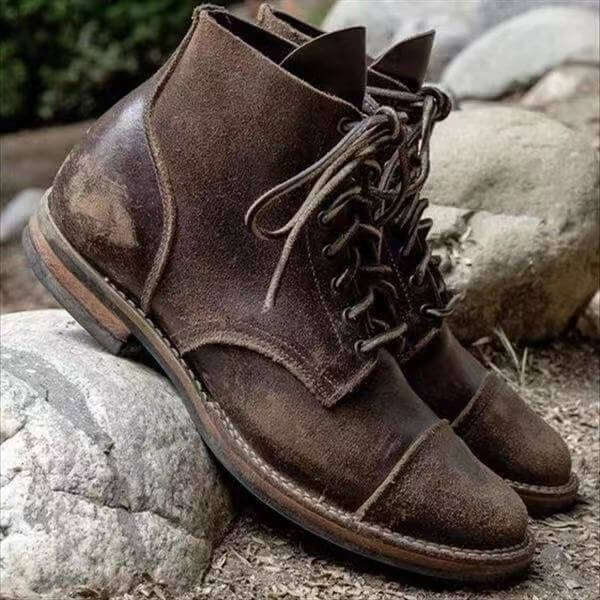 Versatile Lace-Up Leather Boots for Men - Durable, Stylish, Comfortable