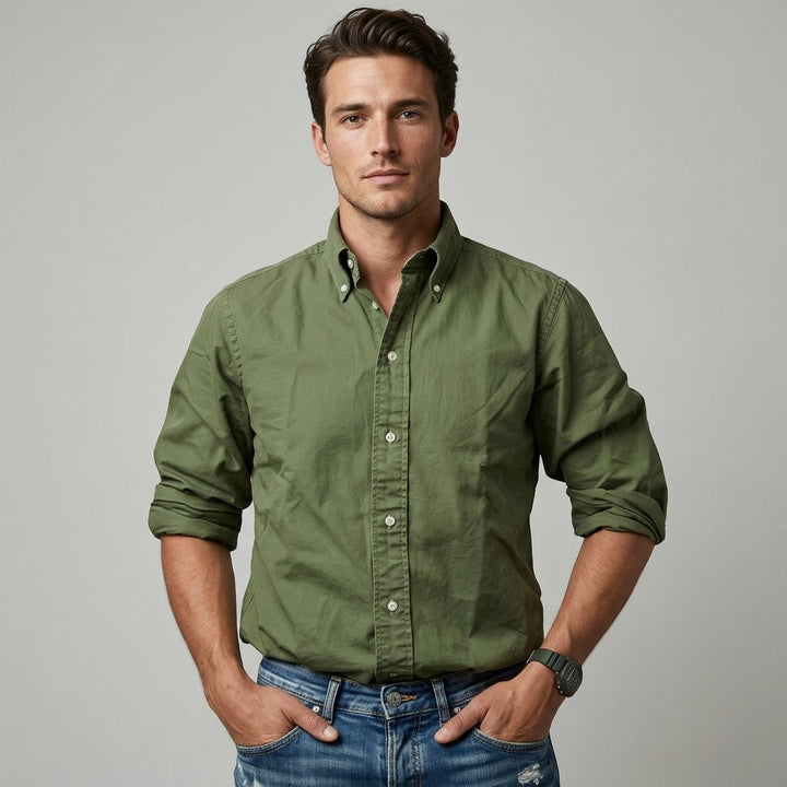 Harrington Oxford Long Sleeve Shirt For Men, view 4 - Elena Harper
