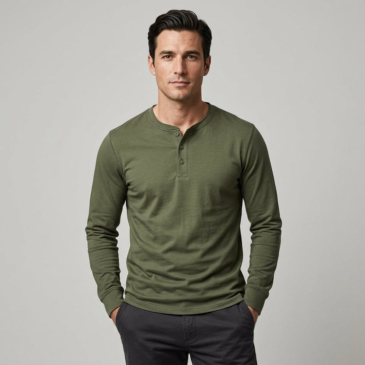 MEN'S LONG SLEEVE HENLEY SHIRT