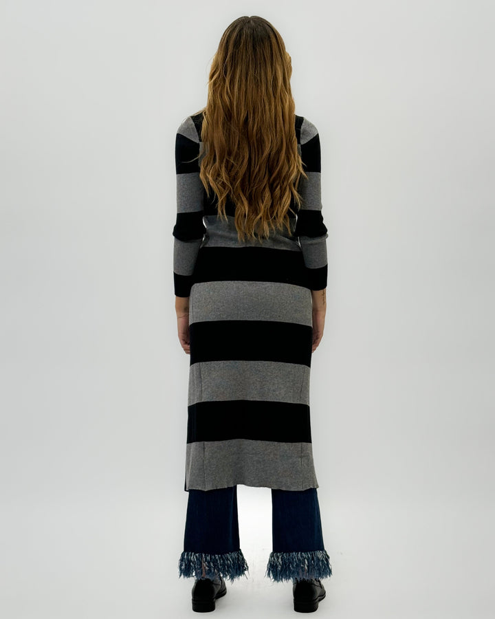 Emma & Rose long striped knit cardigan — women's knitwear
