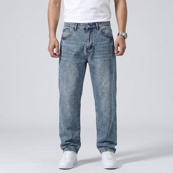 Straight Leg Casual Denim Jeans Trousers For Men