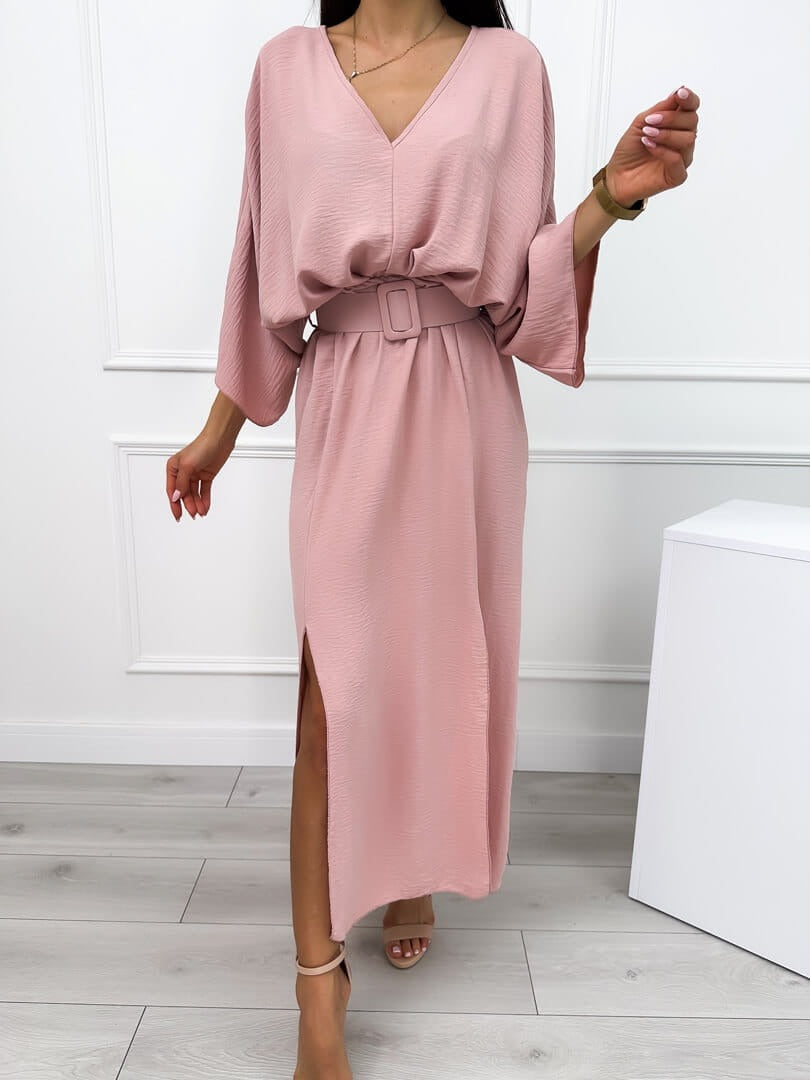 Mazie Stylish Maxi Dress with Side Slits and Belt, view 10 - Elena Harper