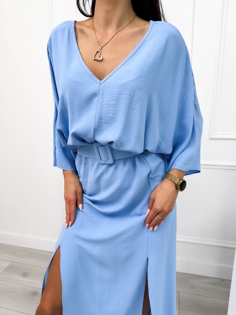 Mazie Stylish Maxi Dress with Side Slits and Belt, view 7 - Elena Harper