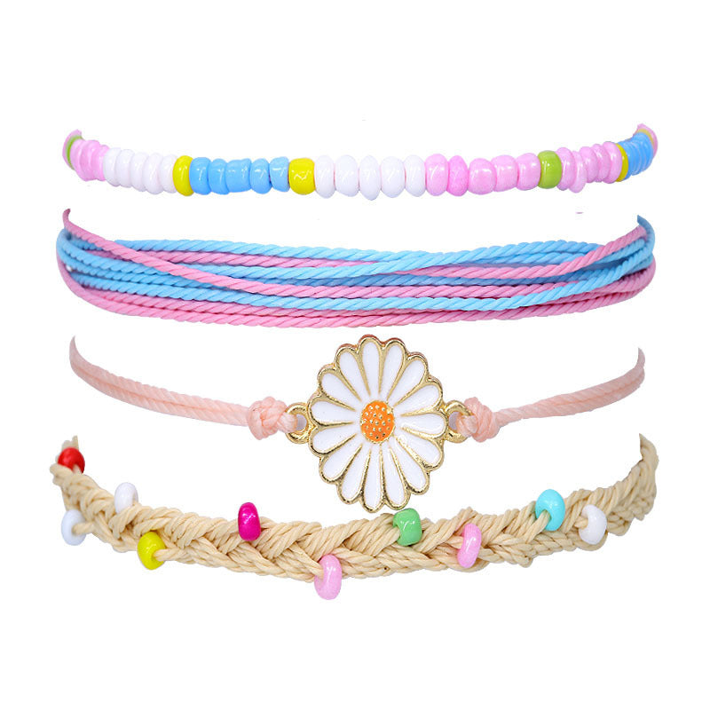 Flower Braided Bracelet Set