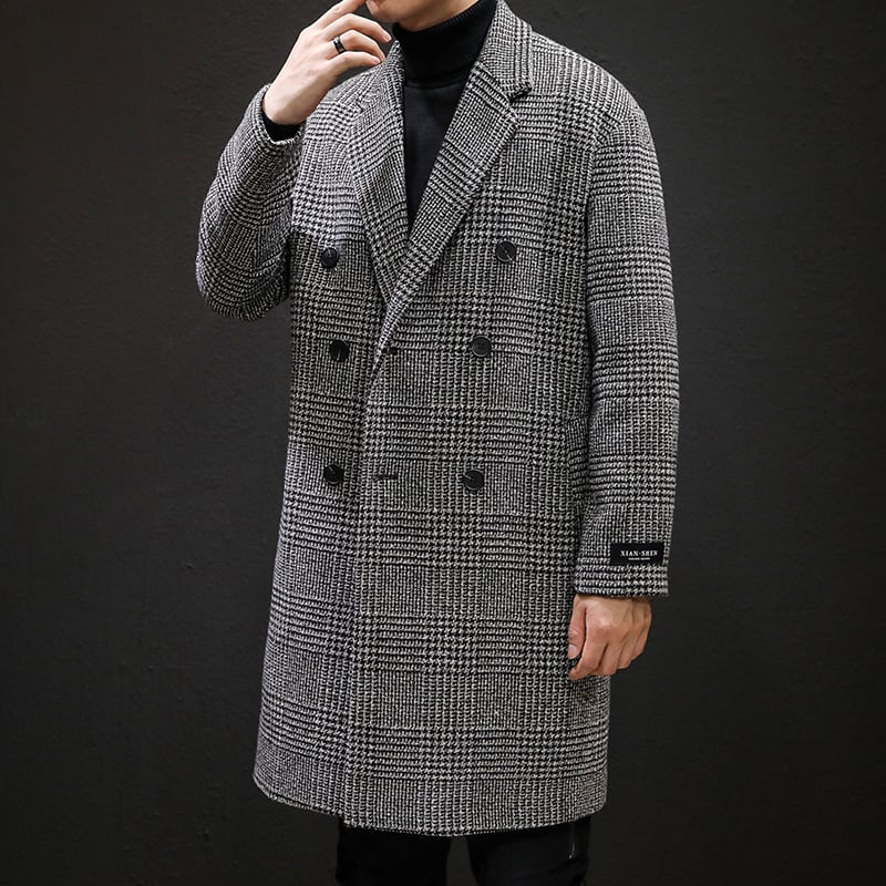Men's wool effect coat with classic pattern - Ervahn