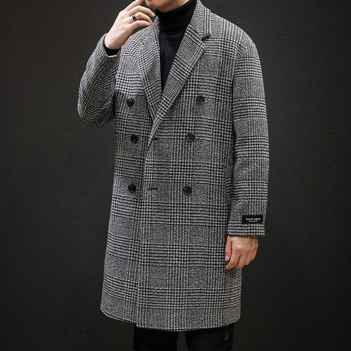 Men's wool effect coat with classic pattern - Ervahn
