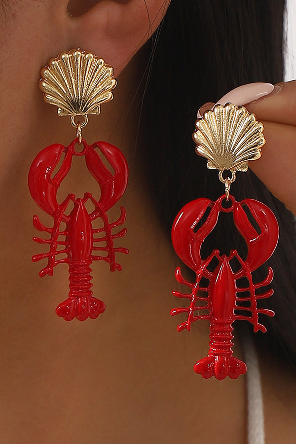 Fashion Lobster Holiday Earrings and Necklace