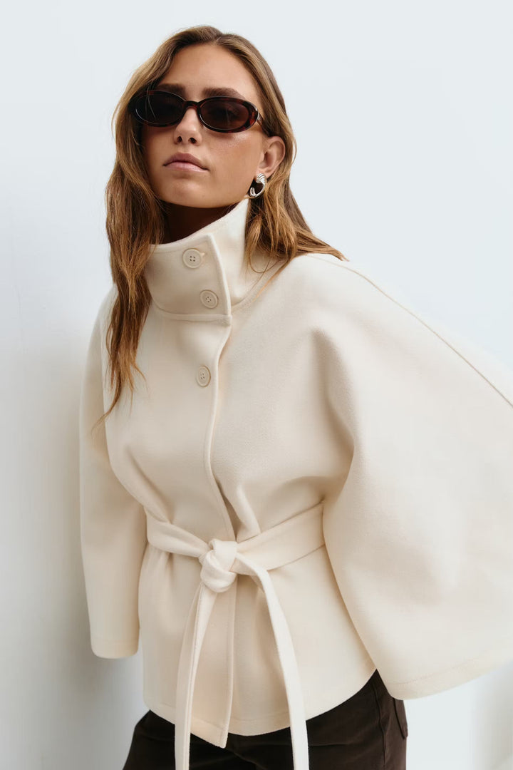 Cape for women Montarello, high collar, belted