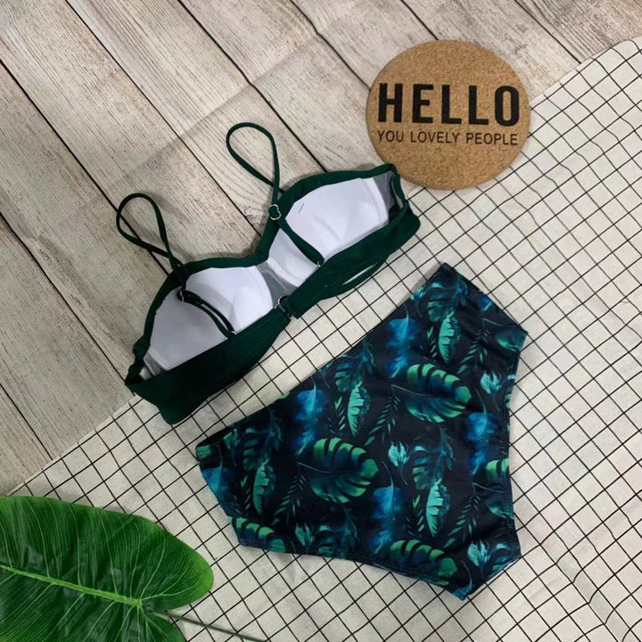 Women's Bikini with Floral Design and Adjustable Straps EB