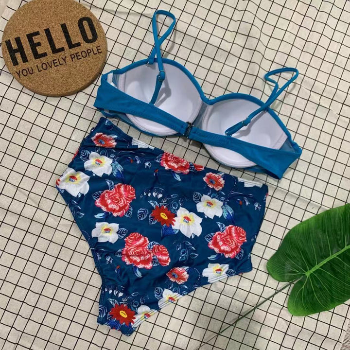 Women's Bikini with Floral Design and Adjustable Straps EB