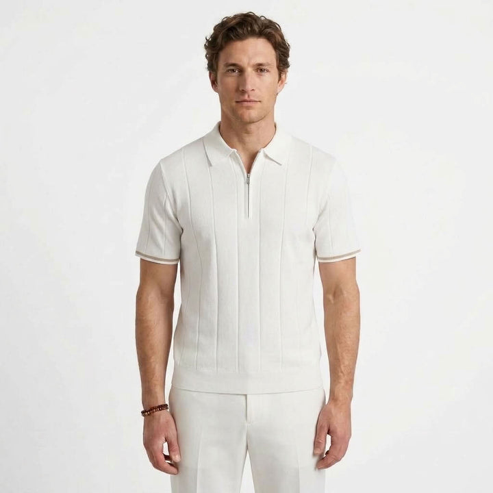 Contrast Trim Zipped Polo - Elena Harper