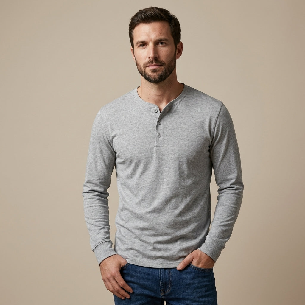 MEN'S LONG SLEEVE HENLEY SHIRT