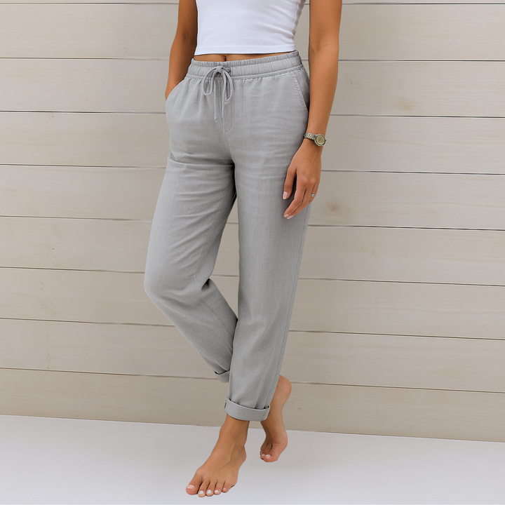 Maylora | Drawstring Relaxed Linen Trousers
