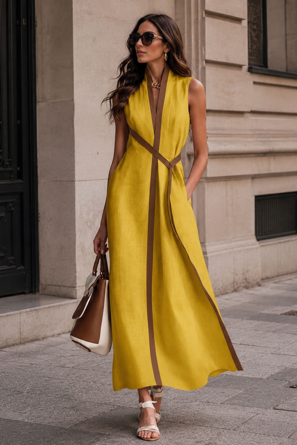 Women's Maxi Dress Contrast | Sleeveless