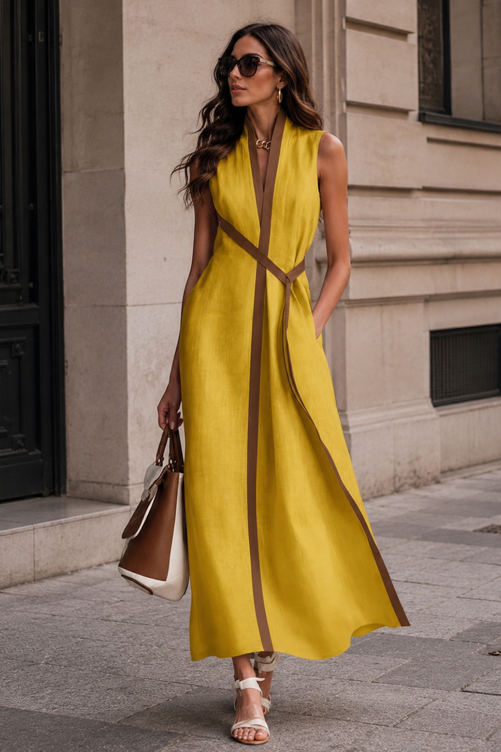 Women's Maxi Dress Contrast | Sleeveless