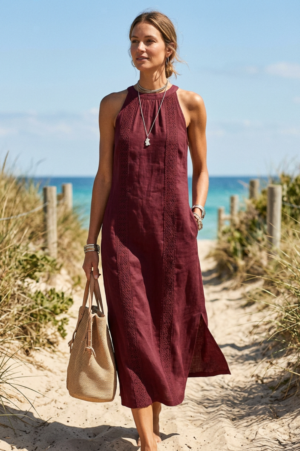 Women's Maxi Dress | Mock Neck Slim