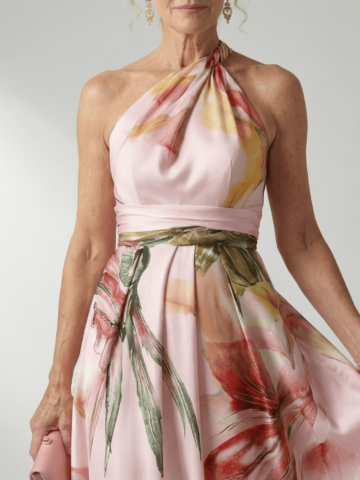 Emma & Rose Cape Town Amiel™ Light Floral Maxi Dress with airy fabric and delicate floral pattern, full-length design.