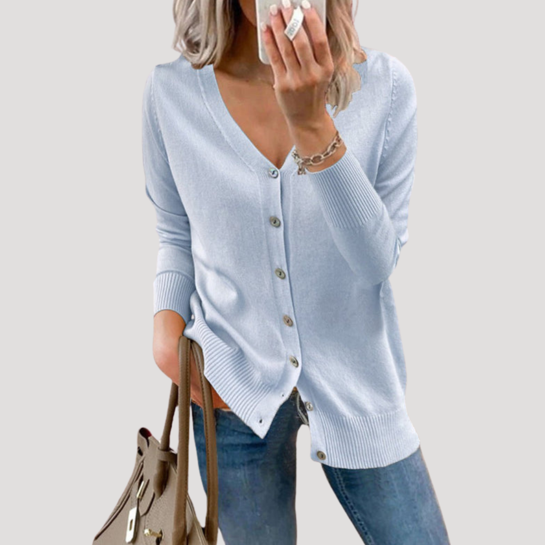 Women's V-Neck Buttoned Cardigan