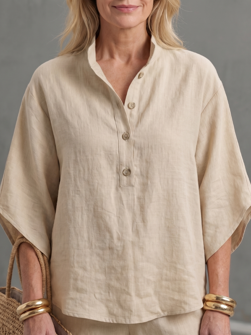 Amity Button Front Relaxed Tunic Trouser Set - Elena Harper