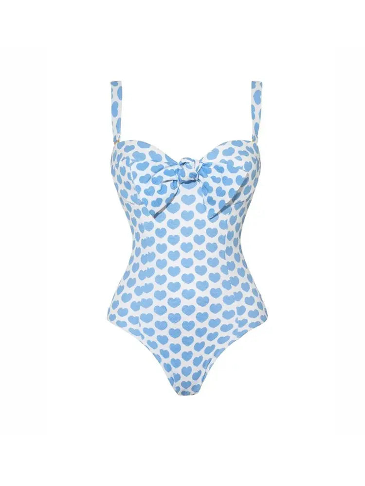Printed One-Piece Shorts Swimsuit Set