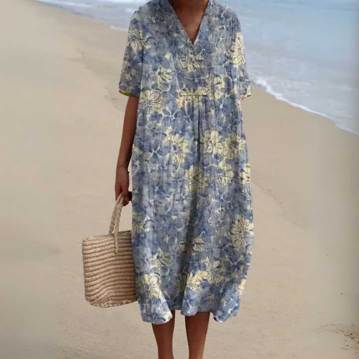 Lora Colorful Floral Summer Dress, view 9 - Elena Harper