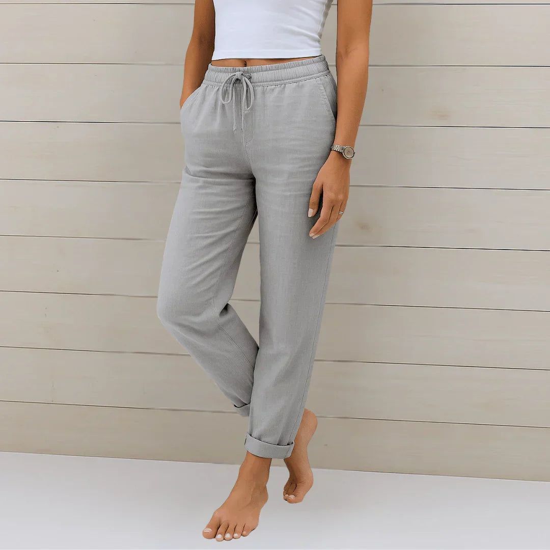STRETCH LINEN PANTS FOR WOMEN