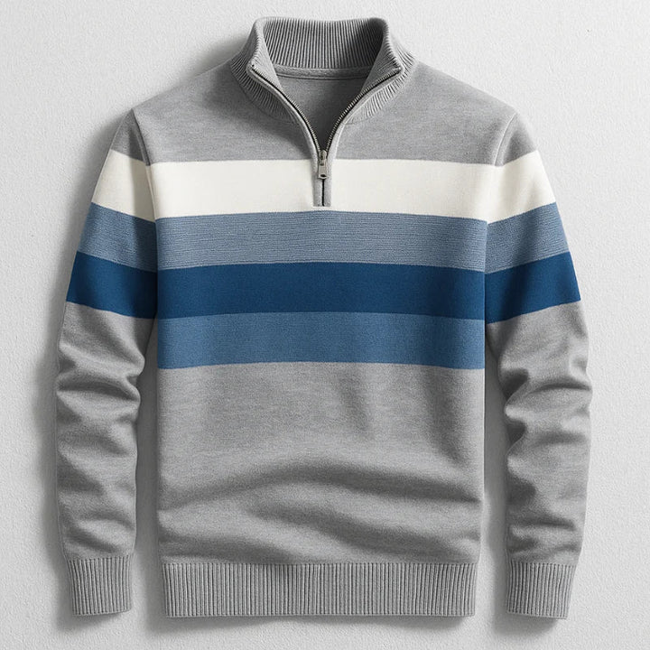 Elston Midweight Cotton Quarter Zip Sweater with Clean Lines for Men - Elena Harper