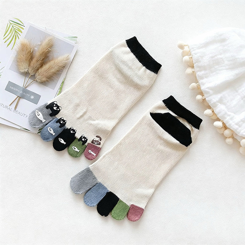 Cartoon Five-Toe Socks