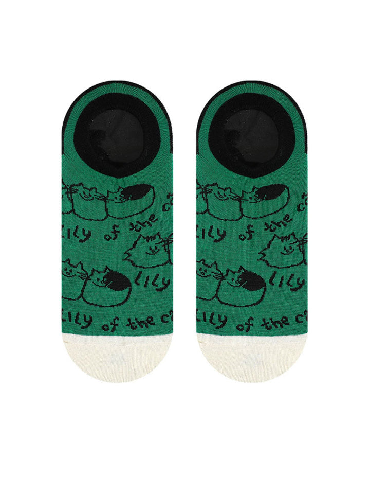 Cartoon Kitty Boat Socks
