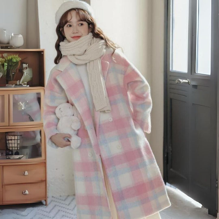 Pastel Colored Wool Blend Coat with Double Breasted Sofie - Elena Harper