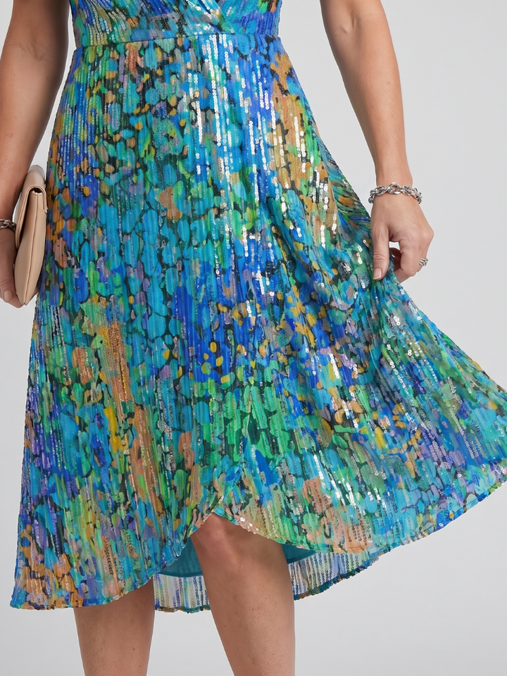 Women's Floral Print Flutter Sleeve Midi Dress for Effortless Style