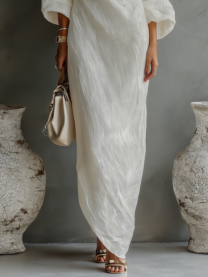 Women's Elegant One-Shoulder Flowing Maxi Dress